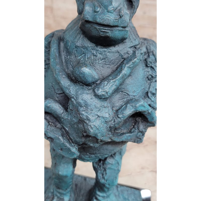 Hand Made Picasso Baboon Monkey Animal Holding Her Baby Genuine Bronze Statue
