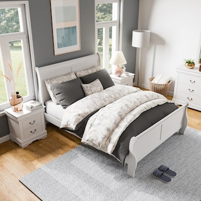 Furniture of America Mayday Modern Solid Wood 2-Piece Queen-size Sleigh Bedroom Set