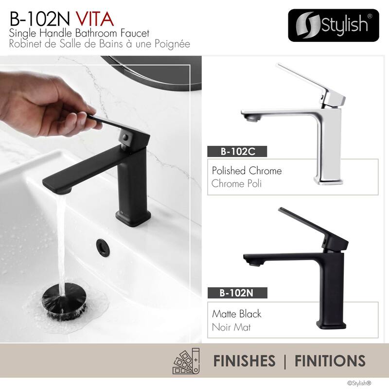 Stylish Vita Single Handle 6" Bathroom Faucet B-102C & B-102N