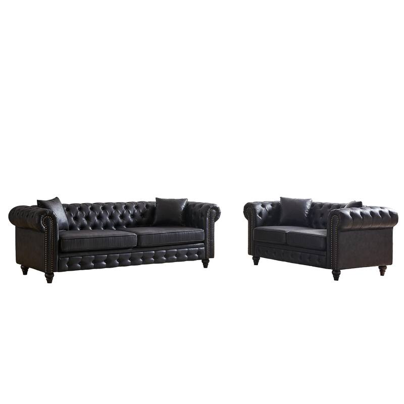 Classic Chesterfield Combo Sofa Set, 3+2 Seats with Button-Tufted Design and High Comfort