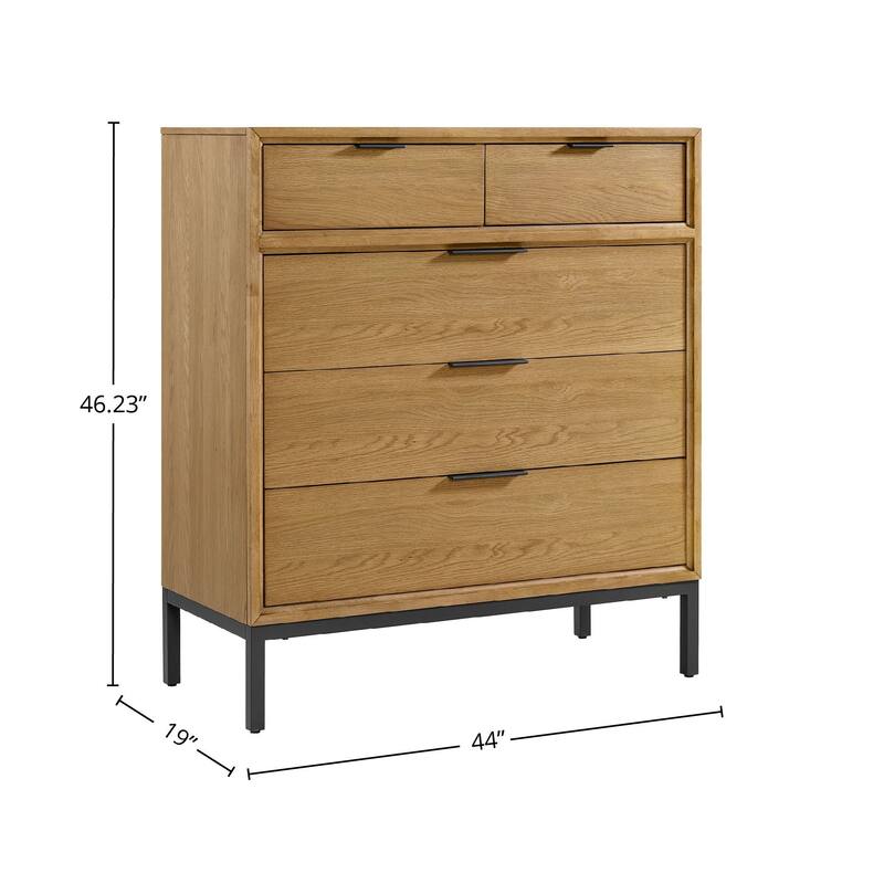 Newport 5-Drawer Dresser, Natural Oak