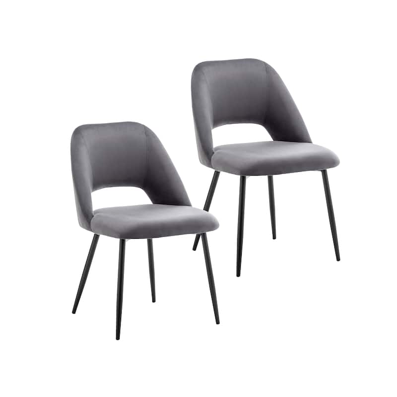 Porthos Home Orde Velvet Dining Chairs with Steel Legs, Set of 2 - Dark Grey