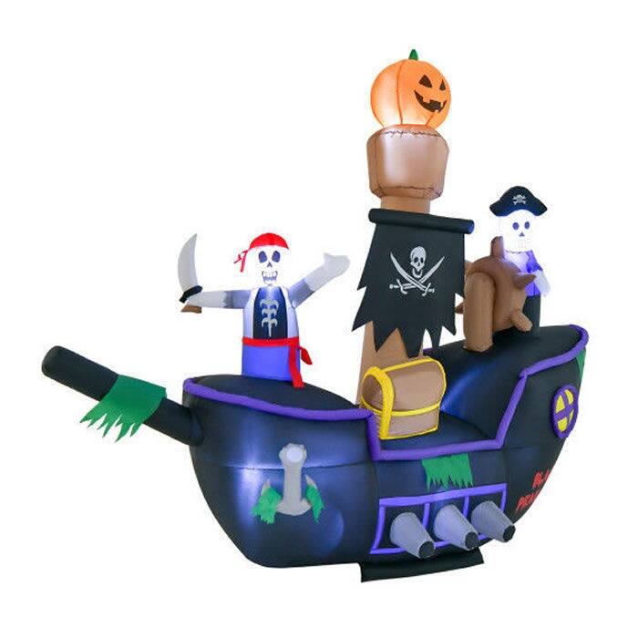 7' Halloween Inflatable Pirate Ship With Lights