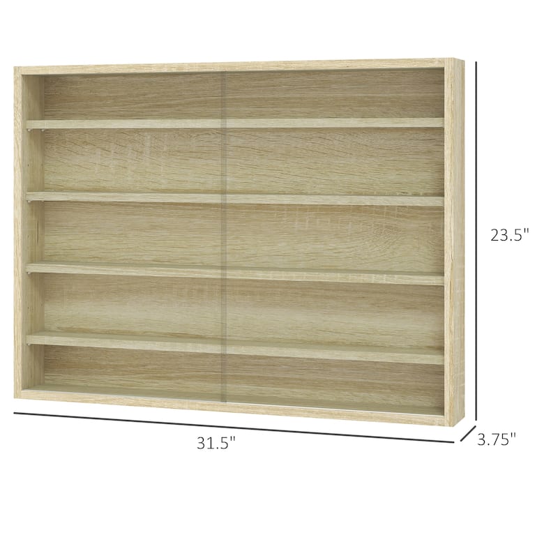 Particleboard Wall-Mounted Display Cabinet with Glass Doors - 31.5" W x 3.7" D x 23.6" H
