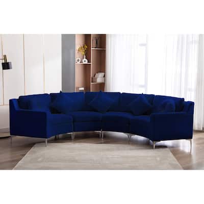 136'' Velvet sofa Sectional U Shaped 4 Seater Symmetrical Modular Curve Sofas