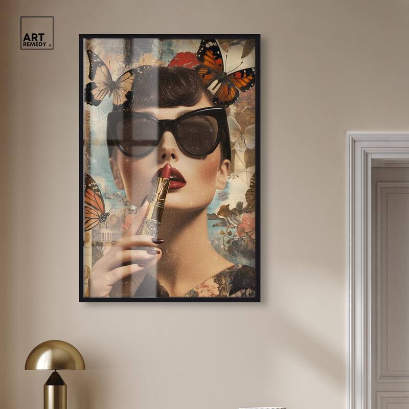 Iconic Lady Butterfly Collage II Shadowbox by Art Remedy