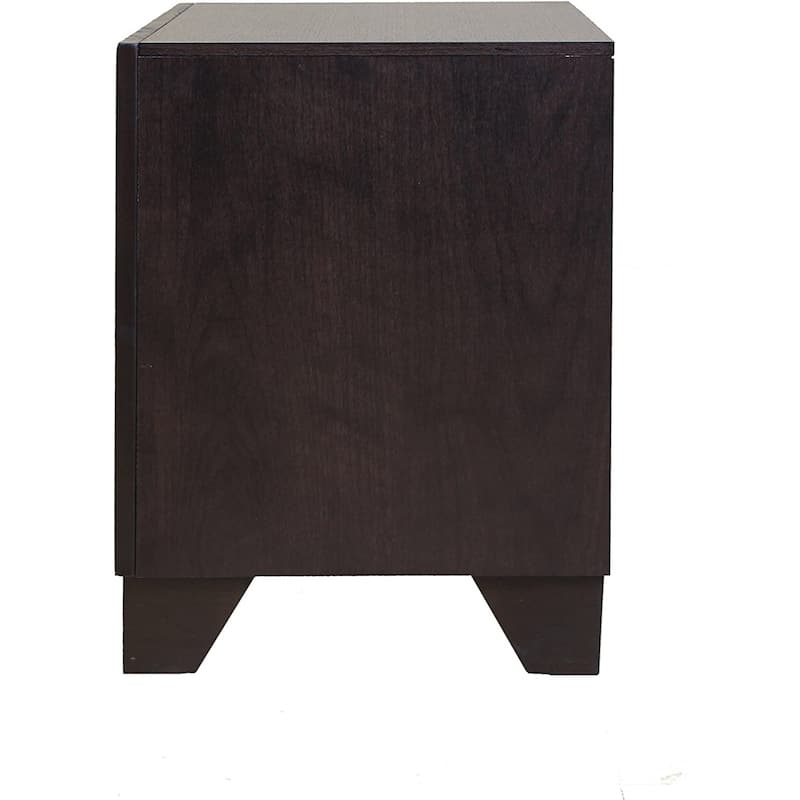 22" Espresso Two Drawers Solid Wood Nightstand