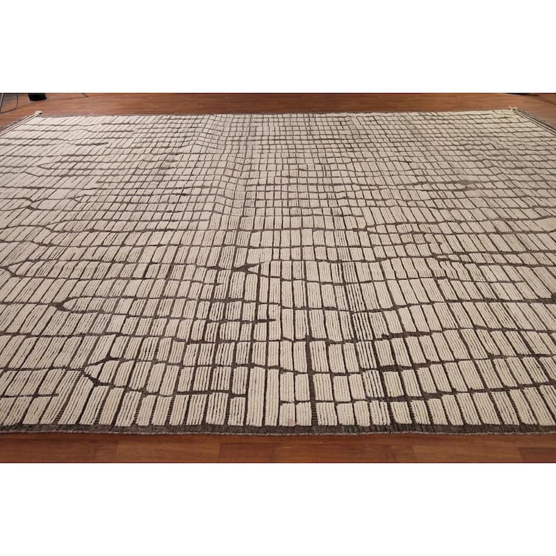All-Over Moroccan Oriental Large Area Rug Hand-Knotted Wool Carpet - 12'0" x 18'8"