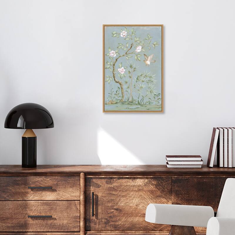 Spring Flower Mural II Blue by Julia Purinton Framed Canvas Wall Art Print - Sylvie Maple