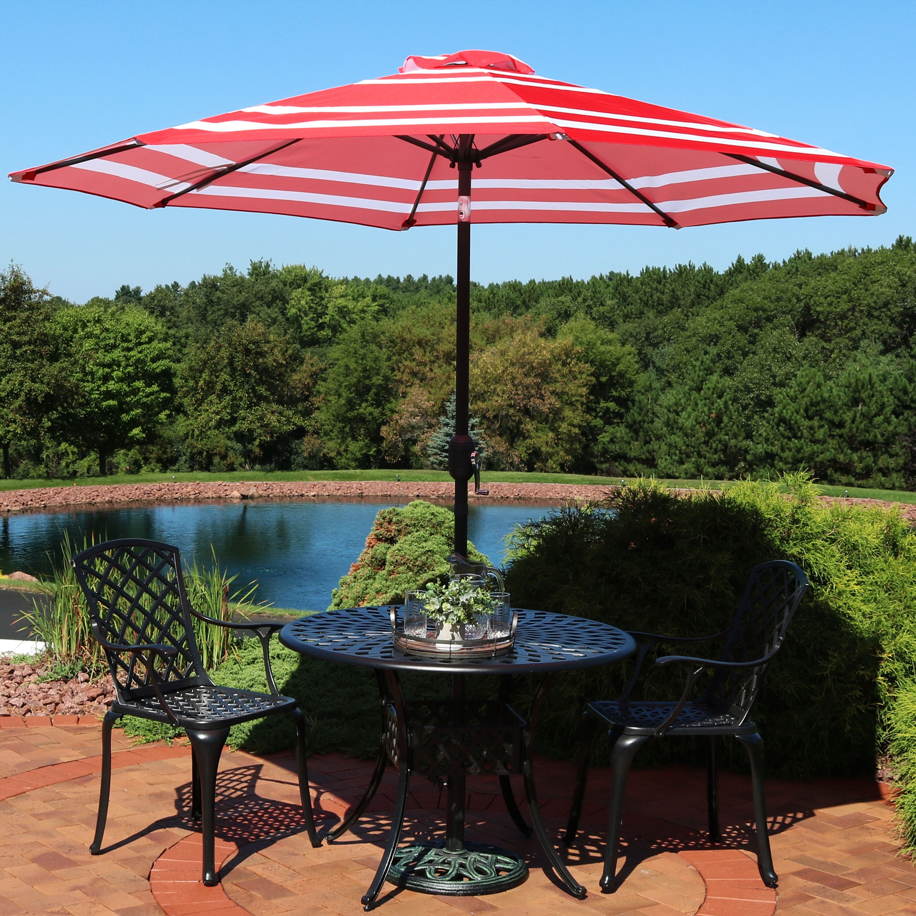 Shop Sunnydaze 9 Outdoor Patio Umbrella With Push Button Tilt And