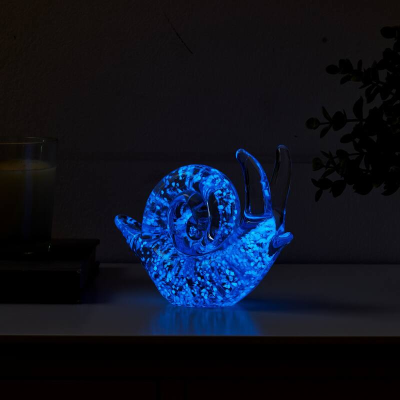 Glowing Snail Glass Sculpture Figure - 5.75" - Clear