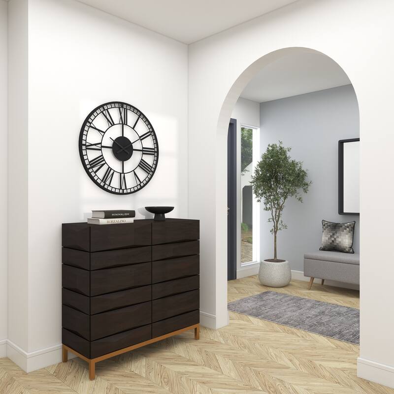 Black Metal Open Cutout Frame Decorative Wall Clock