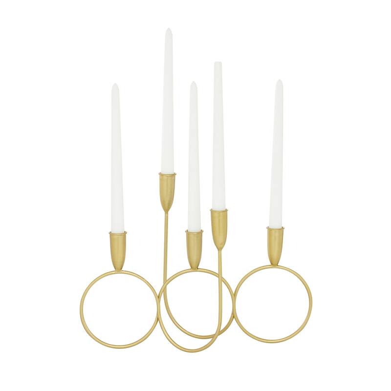 Metal Candelabra - Gold - CosmoLiving by Cosmopolitan - Gold - 15"W, 11"H