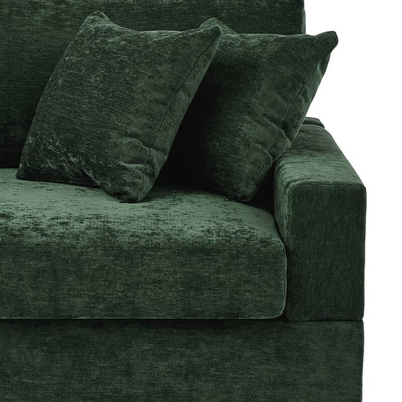 Chenille Upholstered Armless Accent Chair With Plush Cushion