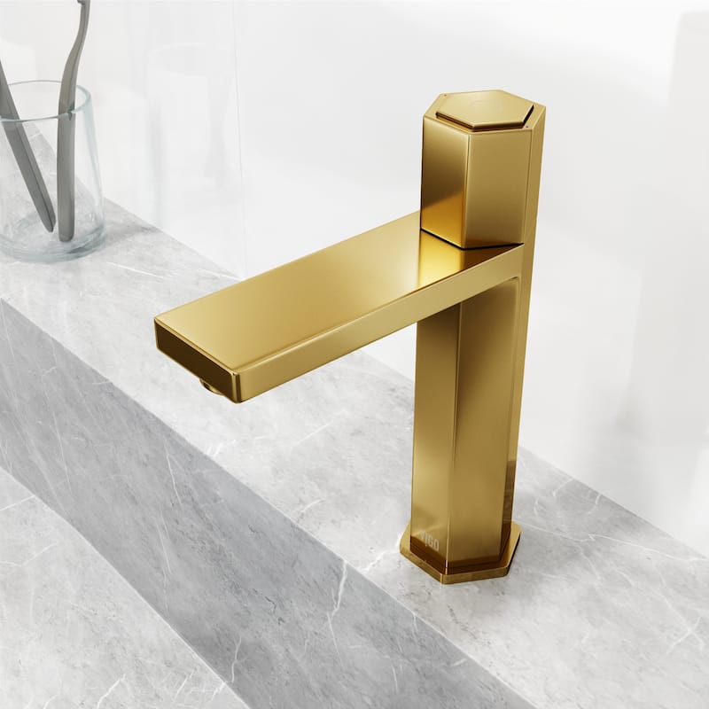 VIGO Nova 8" H Button Operated Single Hole Bathroom Faucet