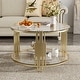 preview thumbnail 18 of 23, Modern Black Mirror Coffee Table with Gold Finish & Lower Shelf by Harper&Bright Designs