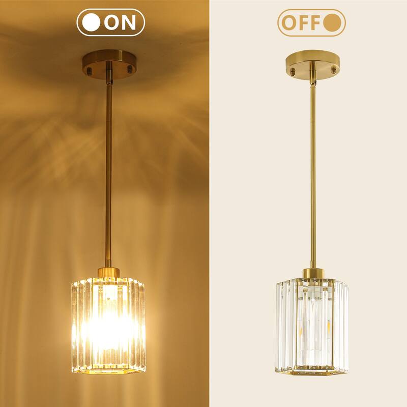 1-Light Crystal Pendant Lighting Fixtures for Sloped Ceiling