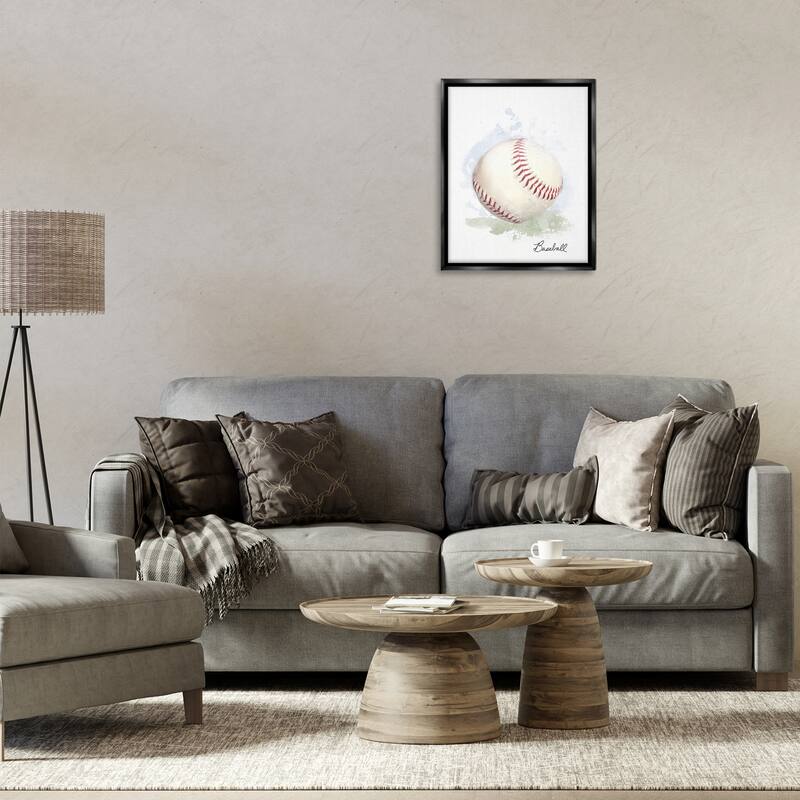 Stupell Soft Pastel Baseball Framed Floater Canvas Wall Art Design By Matthew Piotrowicz