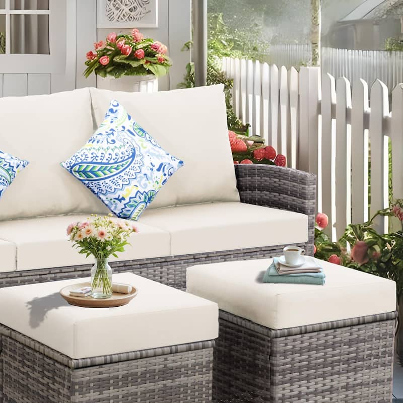 6-Piece Wicker Patio Conversation Set with Swivel Chairs