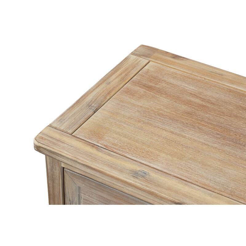 Rustic Acacia&Rattan Storage Cabinet-Farmhouse Style,No Assembly