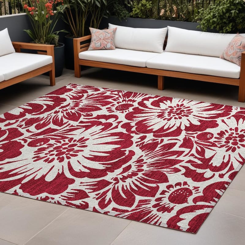 Taz Botanic Elegance Weather Resistant Blended Style Outdoor Rug - 8' X 10' - Multi