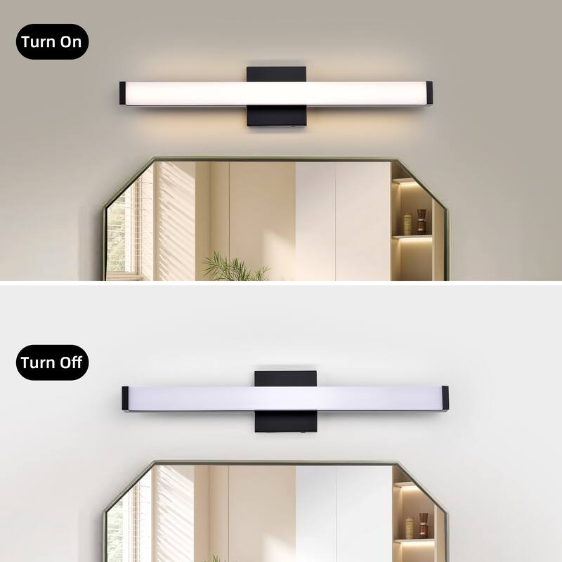 Modern Integrated LED Vanity Light Bar - 6 Variants (24in/30in, Matte Black/Brushed Nickel/Gold), 3000K, Damp Rated for Bathroom