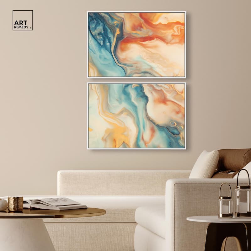 Marbled Sunrise II Canvas Set of 2 by Art Remedy
