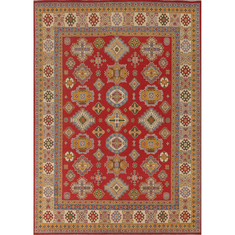 Geometric Kazak Oriental Area Rug Handmade Dining Room Wool Carpet - 8'1" x 10'3"