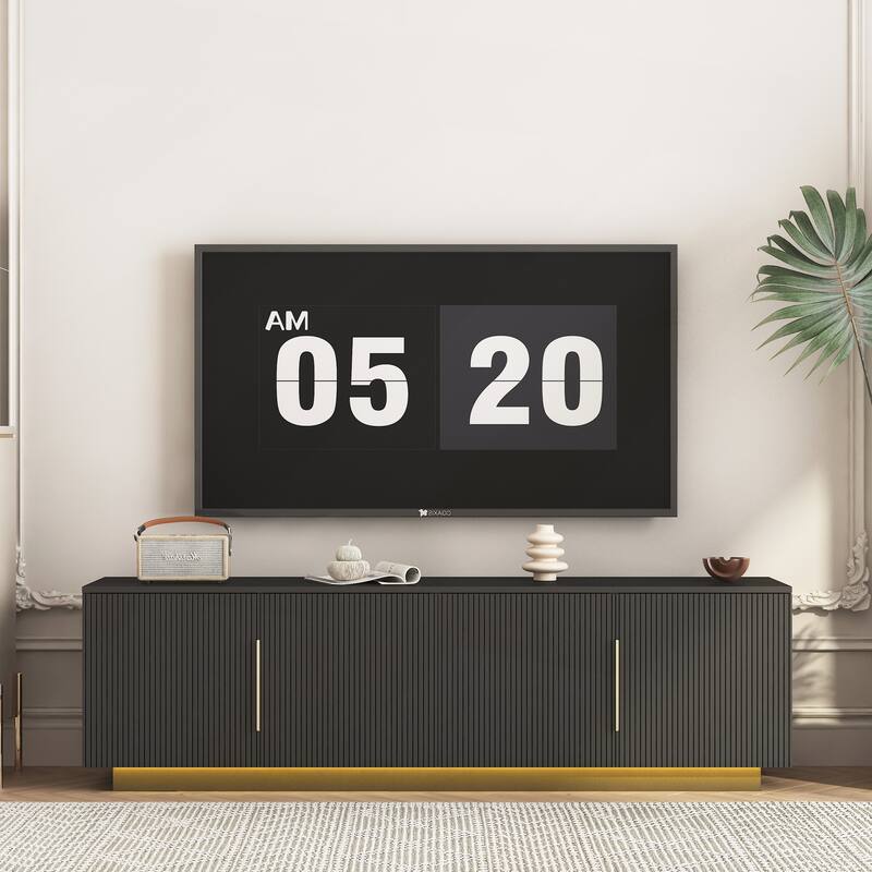 68 inch Modern TV Stand with 16 Color LEDs - Black