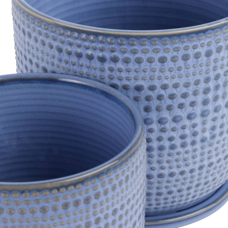 Ceramic Circular Saucer Planters Set of 2 - 6/8 in.