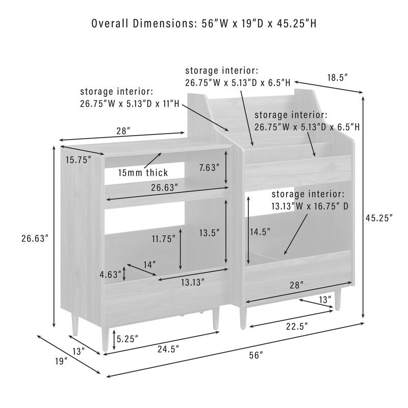 Crosley Liam 2-Piece Record Player Stand And Vinyl Storage Set