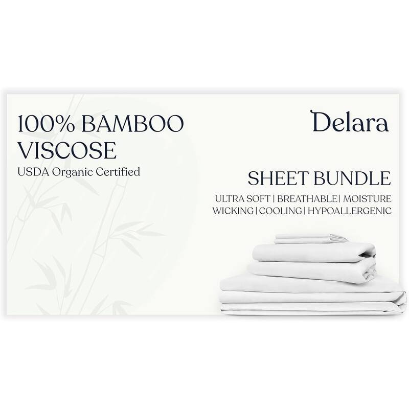 Delara Viscose derived from Bamboo Sheet Set & Duvet Cover Set Bundle, Luxury Bedding Set for Hot Sleepers