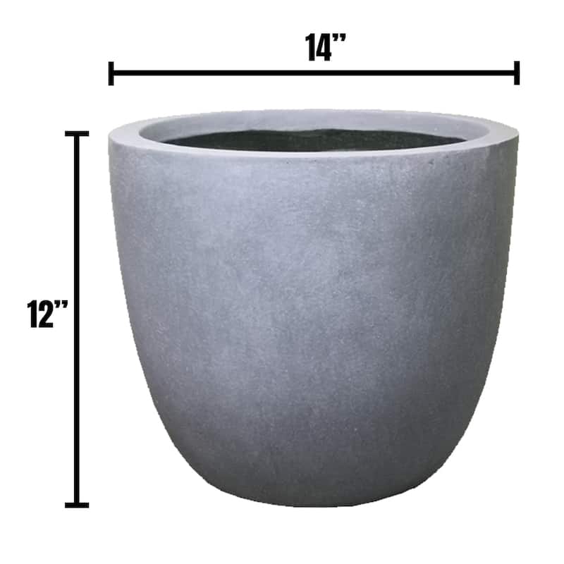 Durx-litecrete Lightweight Concrete Modern Seamless Round Cement Color Planter-Medium - 13.8'x13.8'x11.8'
