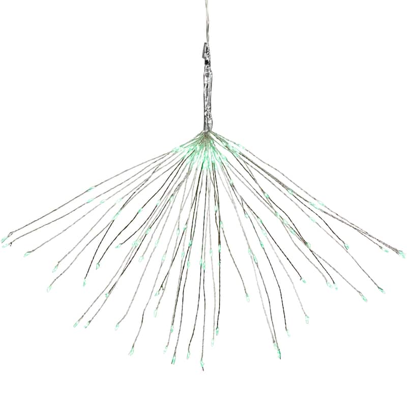 20" LED Firework Silver Branch Christmas Decoration Green Lights