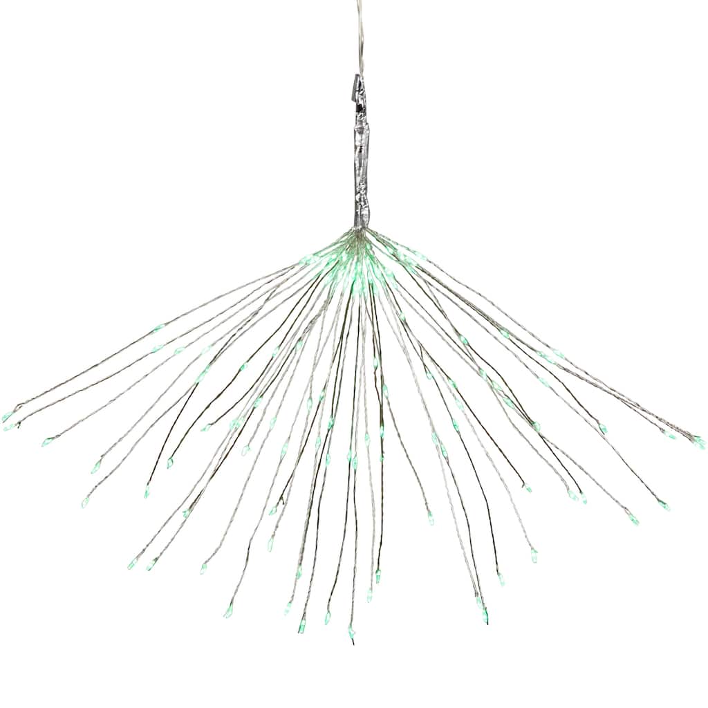 20" LED Firework Silver Branch Christmas Decoration Green Lights