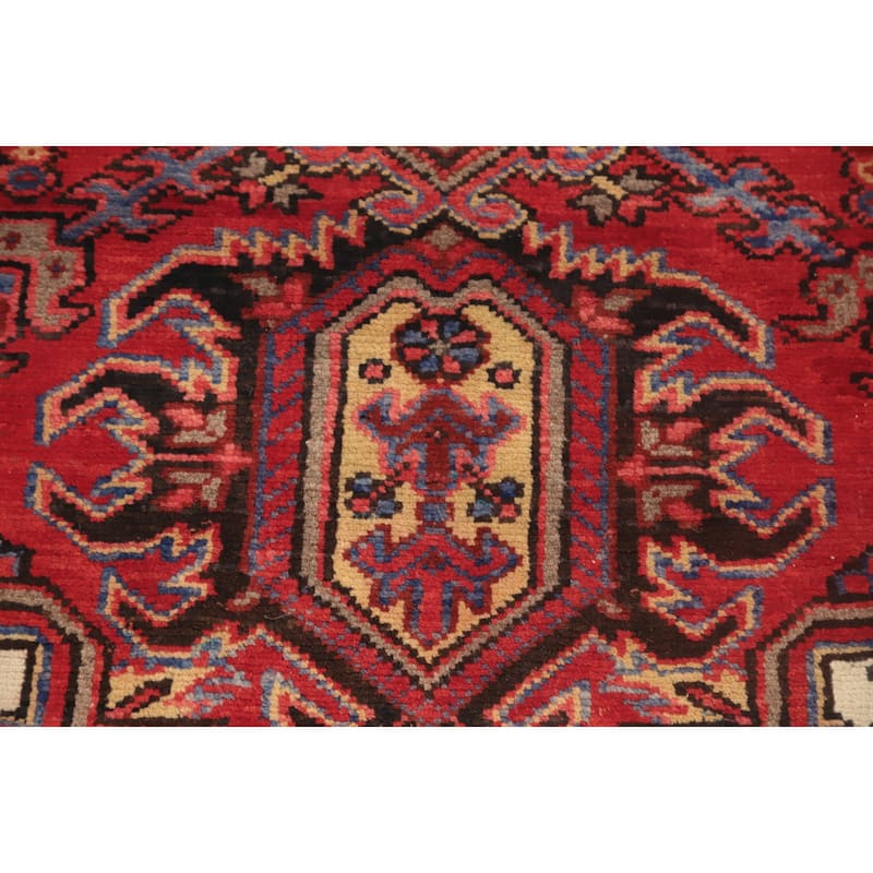 Hand Knotted Oriental 100% Wool Carpet Traditional Medallion Red Heriz Area Rug - 11' 3'' X 7' 9''