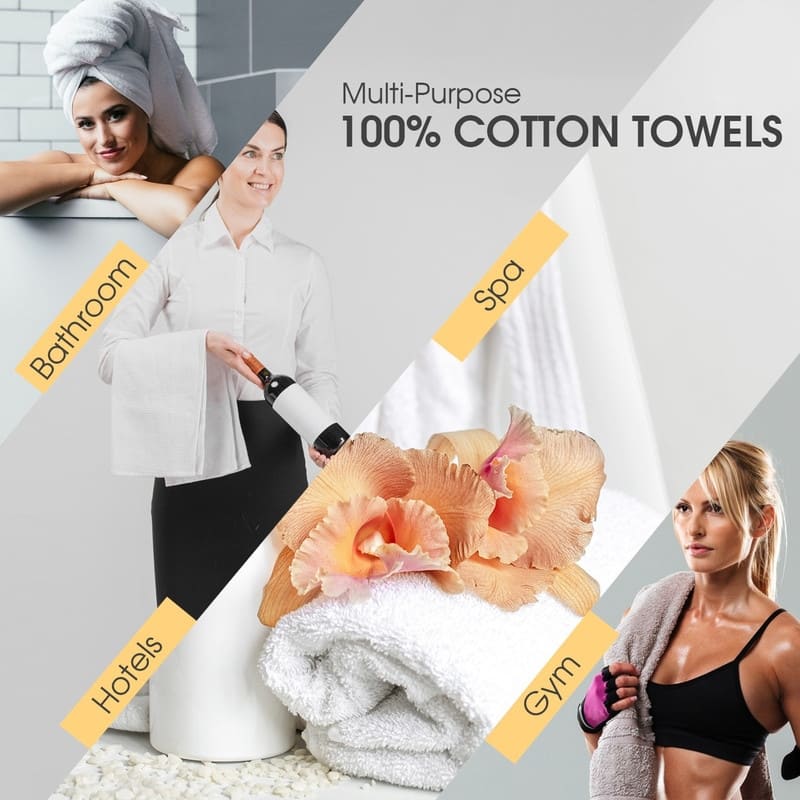 Pure Cotton 600 GSM Absorbent Washcloths 12x12 Inch by Ample Decor - 5 Pcs