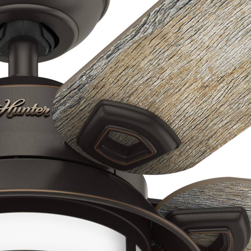 Hunter 54" Key Biscayne Outdoor Ceiling Fan with LED Light Kit and Pull Chain, Damp Rated