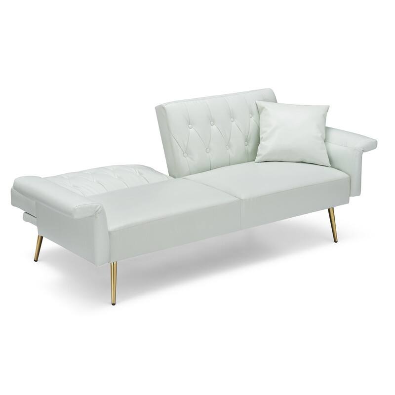 61.4" Faux Leather Split Upholstered Sofa Bed