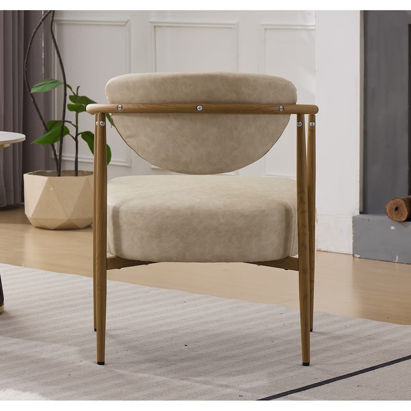 Set of 2 Dining Chairs, Living Room Chair, PU with Foam Back and Seat, Soft and Comfortable Seating, Metal Frame