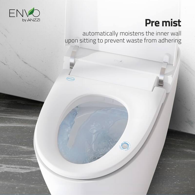 ENVO Dia Series 1.28 GPF 1-piece Auto Open Smart Bidet Toilet in White with Dual Flush, Heated Seat, and Foot Sensor