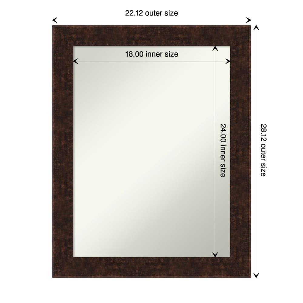 Non-Beveled Bathroom Wall Mirror - William Mottled Bronze Narrow Frame
