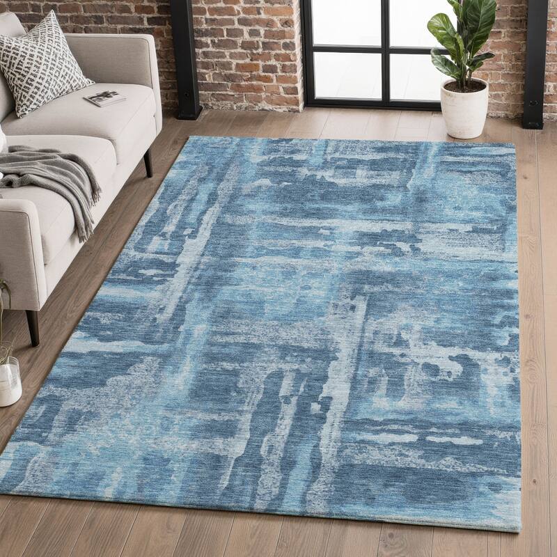Premium Washable Super Soft Modern Glam Mayfield Rug - Denim - 5' x 7'6"