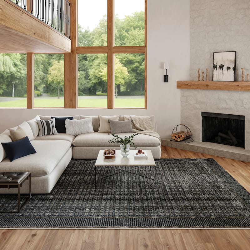 Nourison Nordic Indoor only Geometric Area Rug - 10' x 14' - Black Taupe - Rectangle