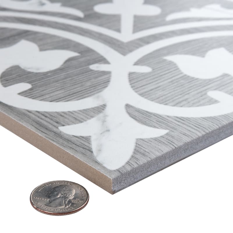 Merola Tile Llama Arte Loire Verso Silver Smoke 9-3/4" x 9-3/4" Porcelain Floor and Wall Tile