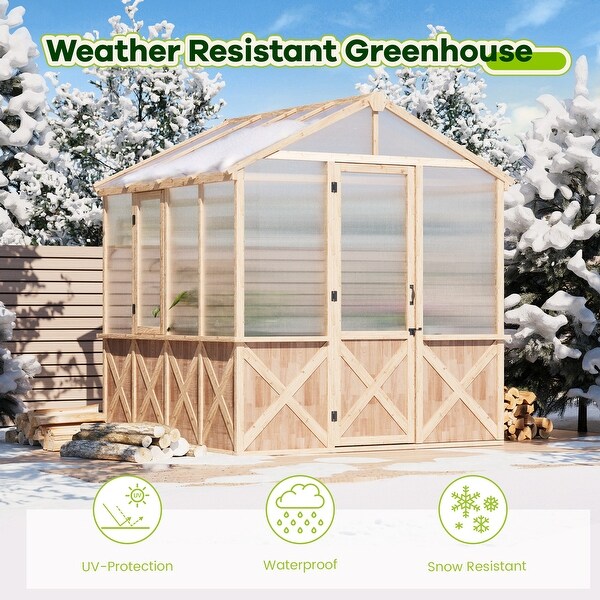 Outdoor Spruce Wooden Greenhouse Kit with Polycarbonate