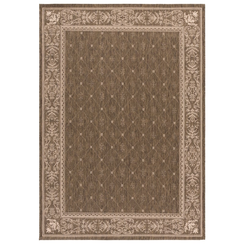 SAFAVIEH Courtyard Hendrina Indoor/ Outdoor Waterproof Patio Backyard Rug - 4' x 5'7" - Brown/Natural