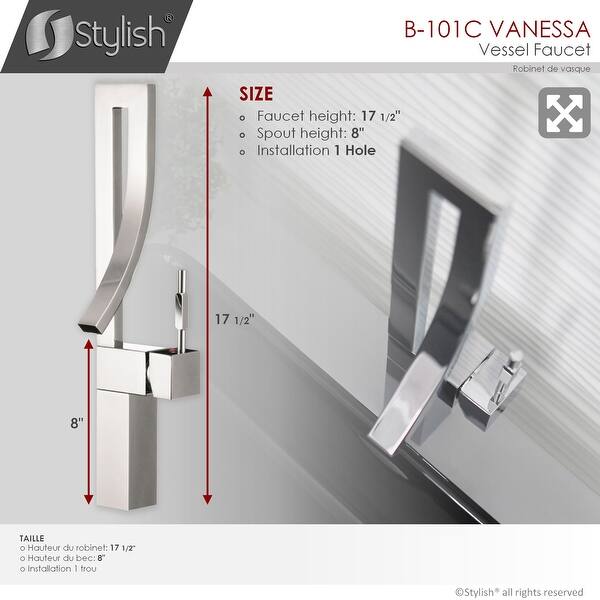 Vanessa Single Handle 17 1/2" Polished Chrome Vessel Bathroom Faucet
