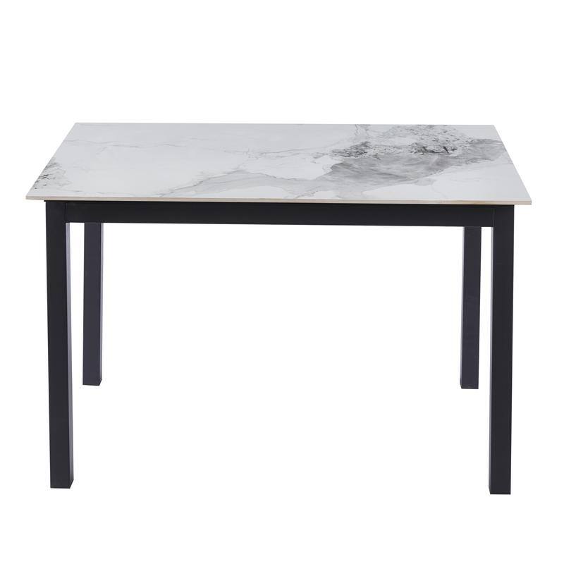 Mina Modern Sintered Stone Rectangular Kitchen Dining Table - Scratch Resistant with Heavy Duty Iron Base - Seats 4-8 People