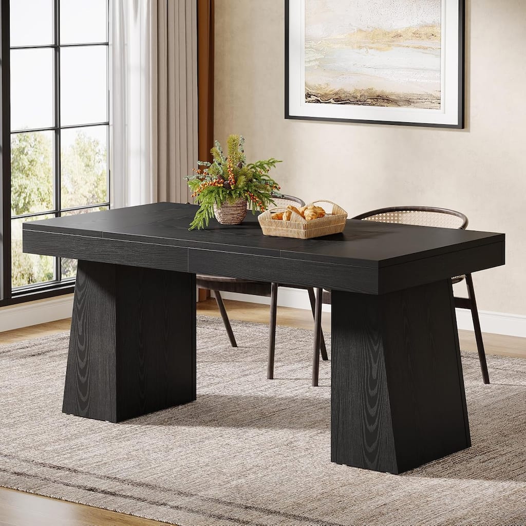 55 Inches Dining Table for 4-6, Rectangular Dining Room Table with Sturdy Legs